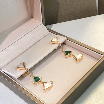 [Resenly Jewelry]DREAM EARRINGS 3 MOTIFS MALACHITE MOP PINK GOLD