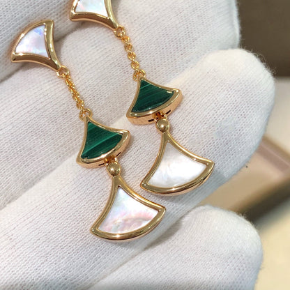 [Resenly Jewelry]DREAM EARRINGS 3 MOTIFS MALACHITE MOP PINK GOLD