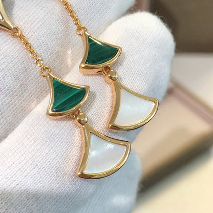 [Resenly Jewelry]DREAM EARRINGS 3 MOTIFS MALACHITE MOP PINK GOLD