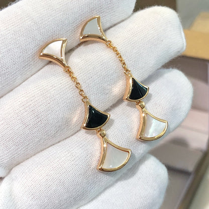 [Resenly Jewelry]DREAM EARRINGS 3 MOTIFS ONYX MOP PINK GOLD