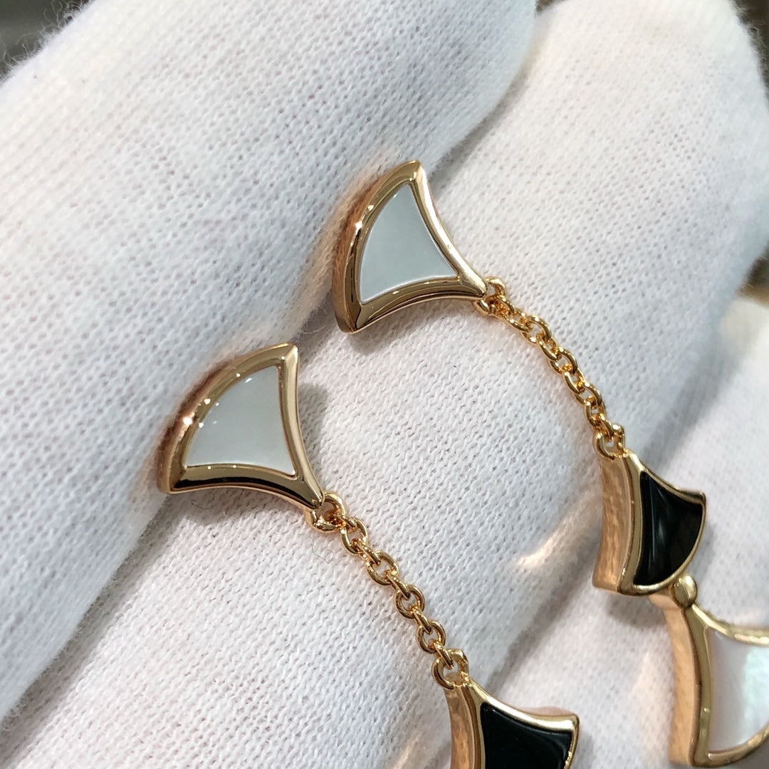 [Resenly Jewelry]DREAM EARRINGS 3 MOTIFS ONYX MOP PINK GOLD