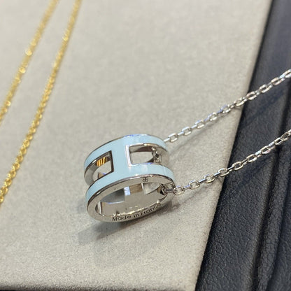 [Resenly Jewelry]POP H LIGHT BLUE NECKLACE