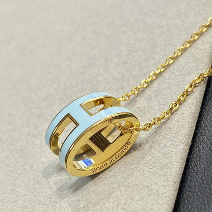 [Resenly Jewelry]POP H LIGHT BLUE NECKLACE