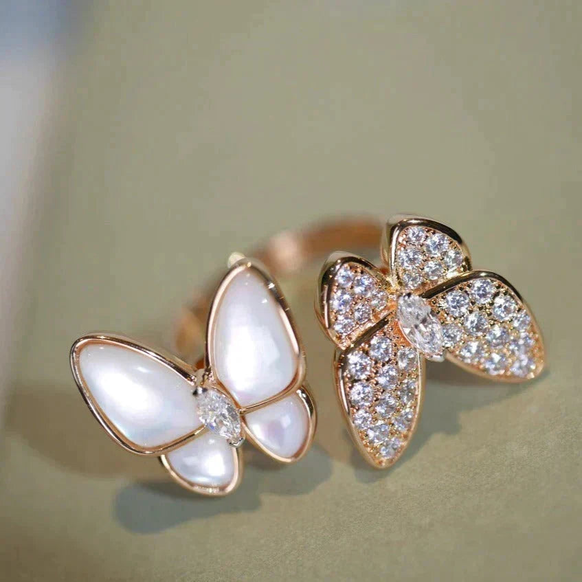[Resenly Jewelry]TWIN BUTTERFLY DIAMOND MOP RING