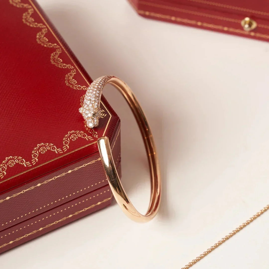 [Resenly Jewelry]PANTHERE HALF DIAMOND OPEN BRACELET