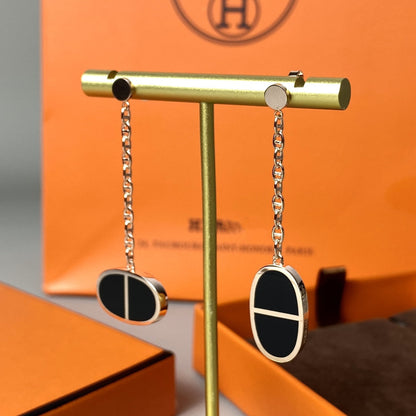 [Resenly Jewelry]CHAINE VERSO BLACK CERAMIC EARRINGS