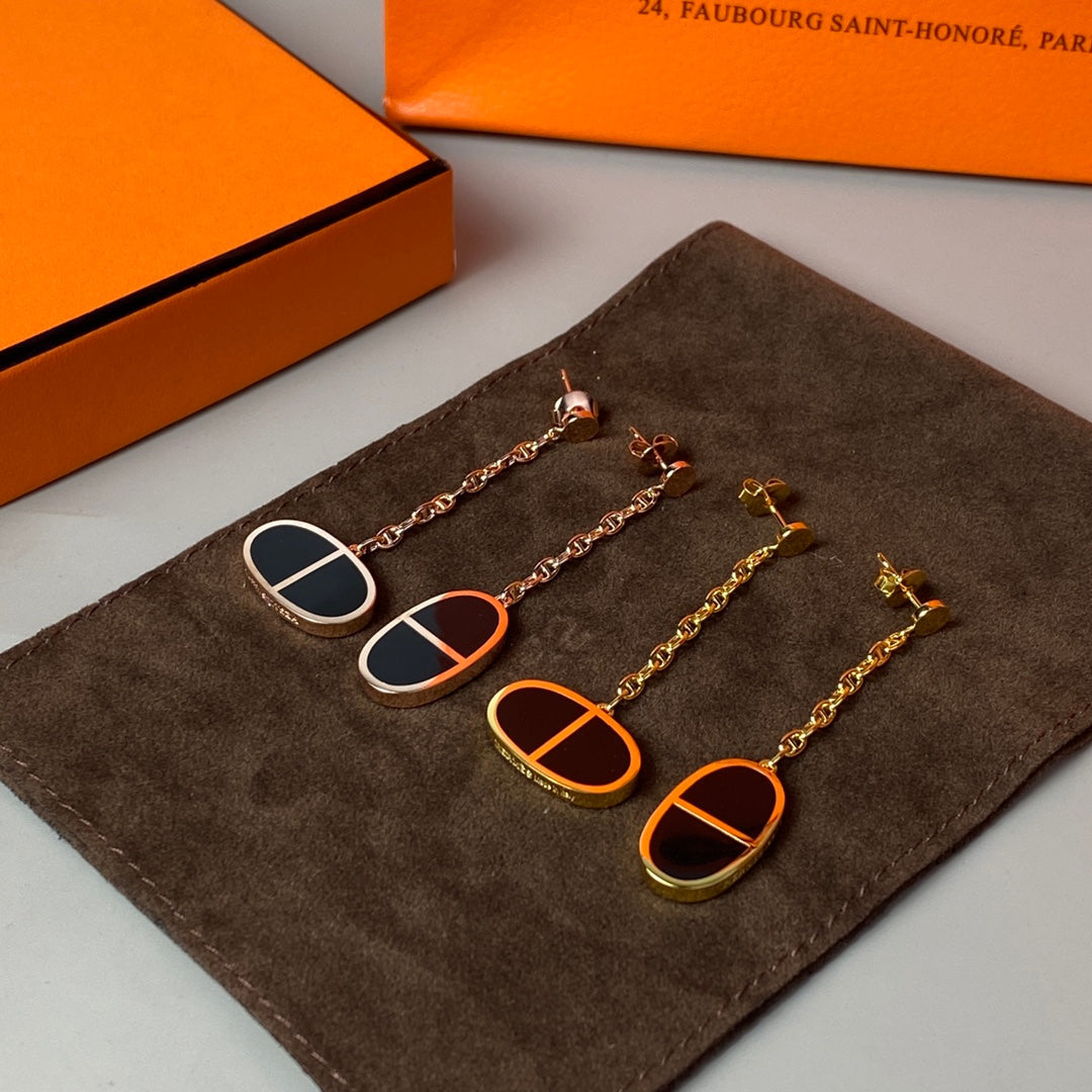 [Resenly Jewelry]CHAINE VERSO BLACK CERAMIC EARRINGS