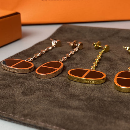 [Resenly Jewelry]CHAINE VERSO BLACK CERAMIC EARRINGS