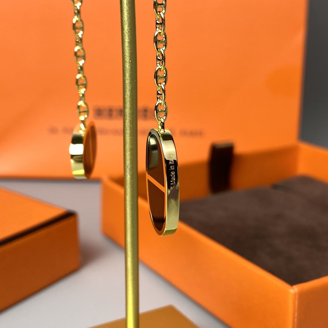 [Resenly Jewelry]CHAINE VERSO BLACK CERAMIC EARRINGS