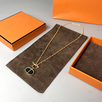 [Resenly Jewelry]CHAINE VERSO BLACK CERAMIC NECKLACE