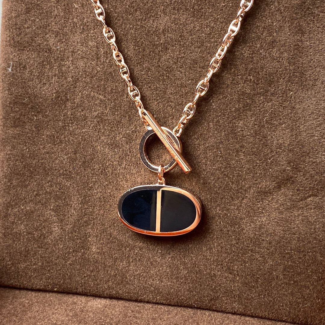 [Resenly Jewelry]CHAINE VERSO BLACK CERAMIC NECKLACE