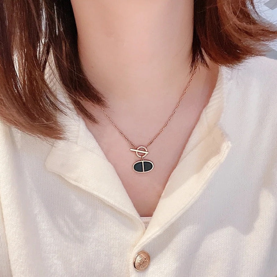 [Resenly Jewelry]CHAINE VERSO BLACK CERAMIC NECKLACE