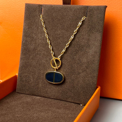[Resenly Jewelry]CHAINE VERSO BLACK CERAMIC NECKLACE