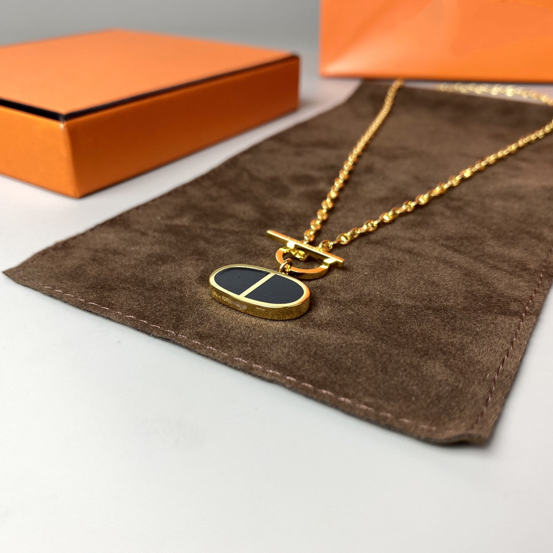 [Resenly Jewelry]CHAINE VERSO BLACK CERAMIC NECKLACE