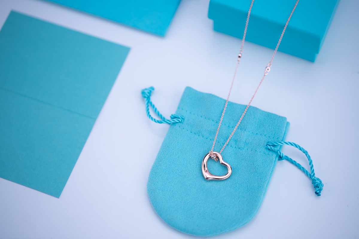 [Resenly Jewelry]OPEN HEART PEDANT PINK GOLD NECKLACE