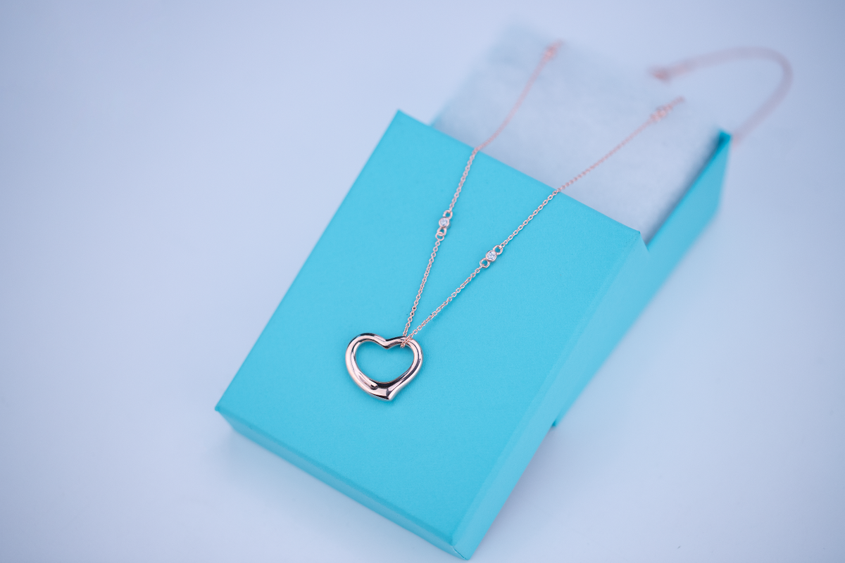 [Resenly Jewelry]OPEN HEART PEDANT PINK GOLD NECKLACE