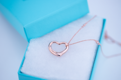 [Resenly Jewelry]OPEN HEART PEDANT PINK GOLD NECKLACE