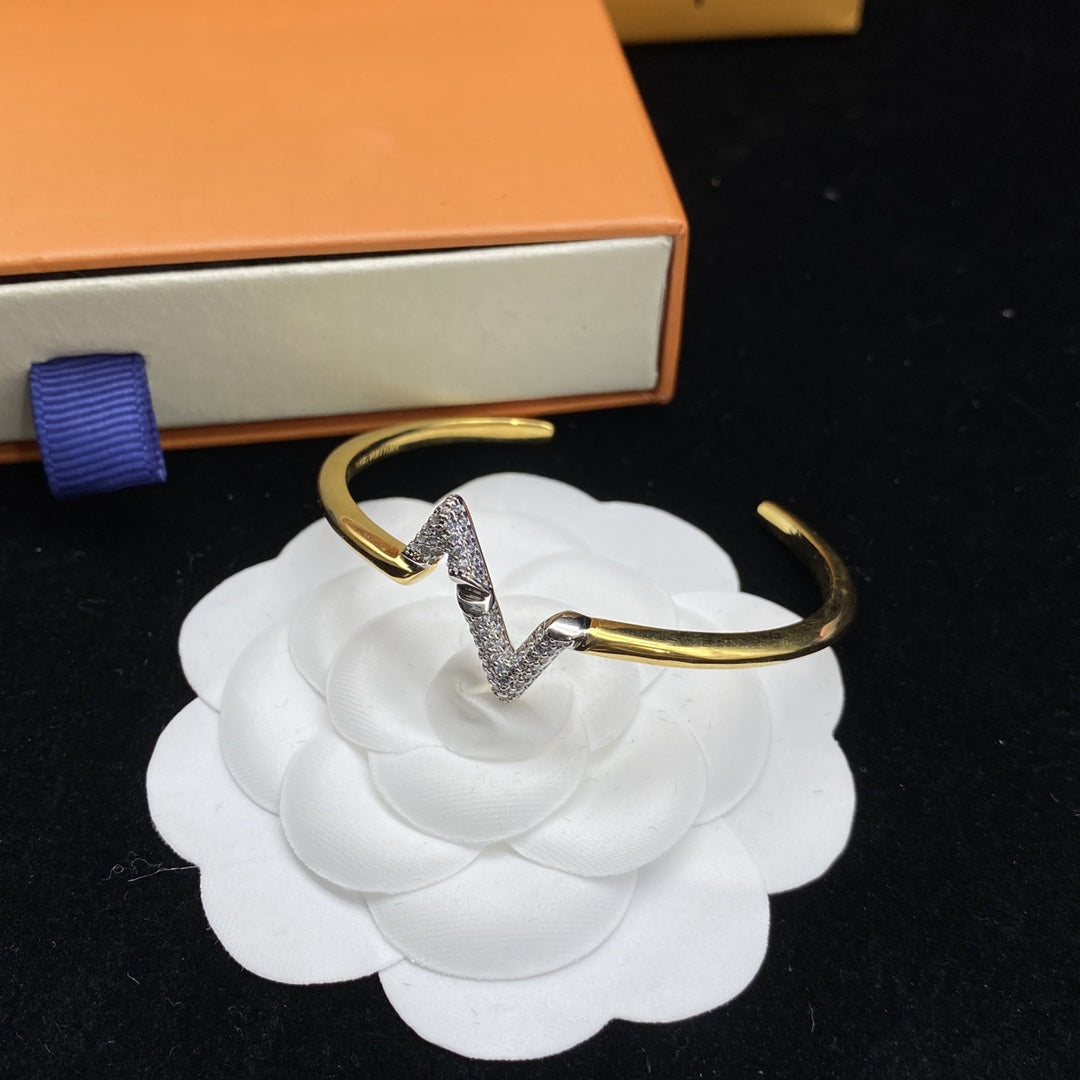 [Resenly Jewelry]VOLTE UPSITE DOWN DIAMOND GOLD OPEN BRACELET
