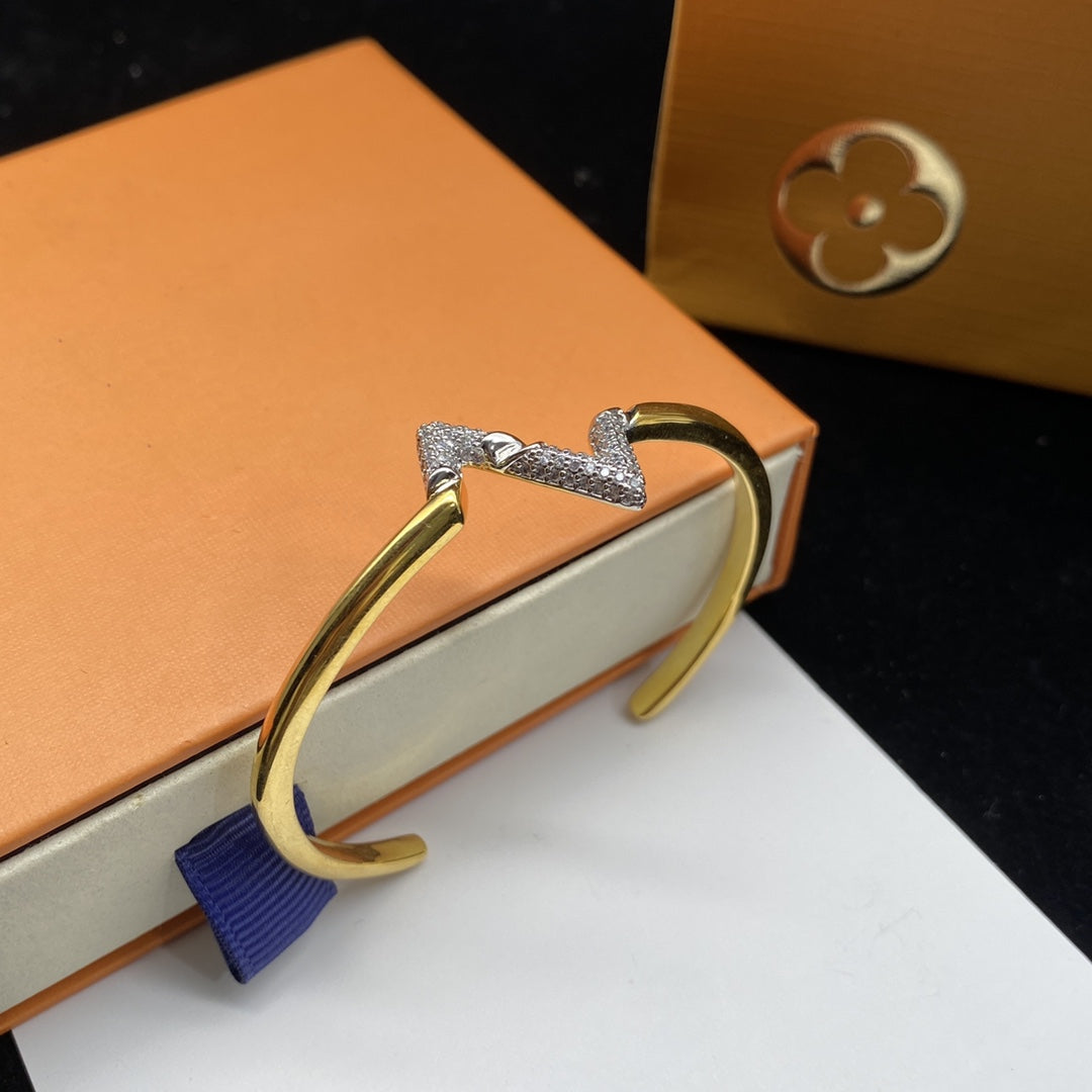 [Resenly Jewelry]VOLTE UPSITE DOWN DIAMOND GOLD OPEN BRACELET