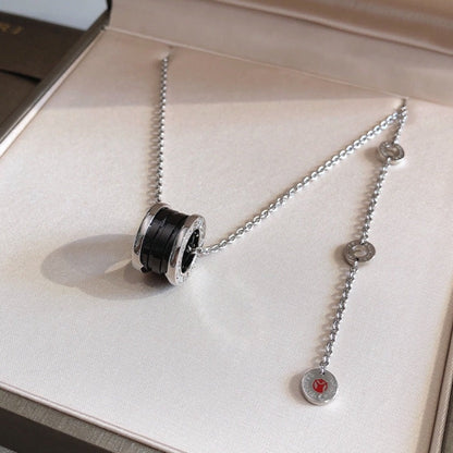 [Resenly Jewelry]ZERO 1 BLACK CERAMIC SILVER NECKLACE
