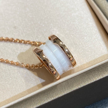 [Resenly Jewelry]ZERO 1 WHITE CERAMIC PINK GOLD NECKLACE