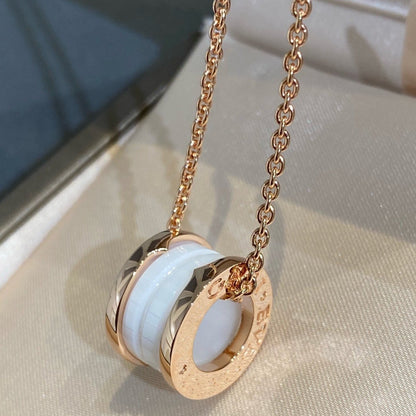 [Resenly Jewelry]ZERO 1 WHITE CERAMIC PINK GOLD NECKLACE