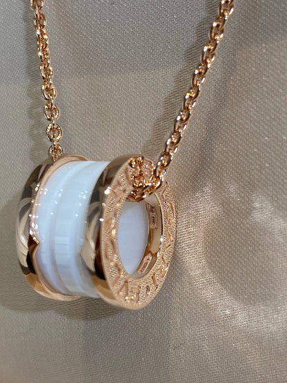 [Resenly Jewelry]ZERO 1 WHITE CERAMIC PINK GOLD NECKLACE