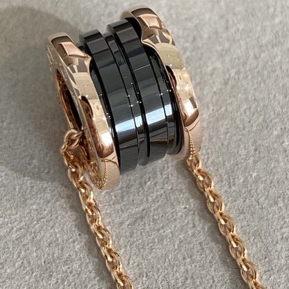 [Resenly Jewelry]ZERO 1 BLACK CERAMIC PINK GOLD NECKLACE