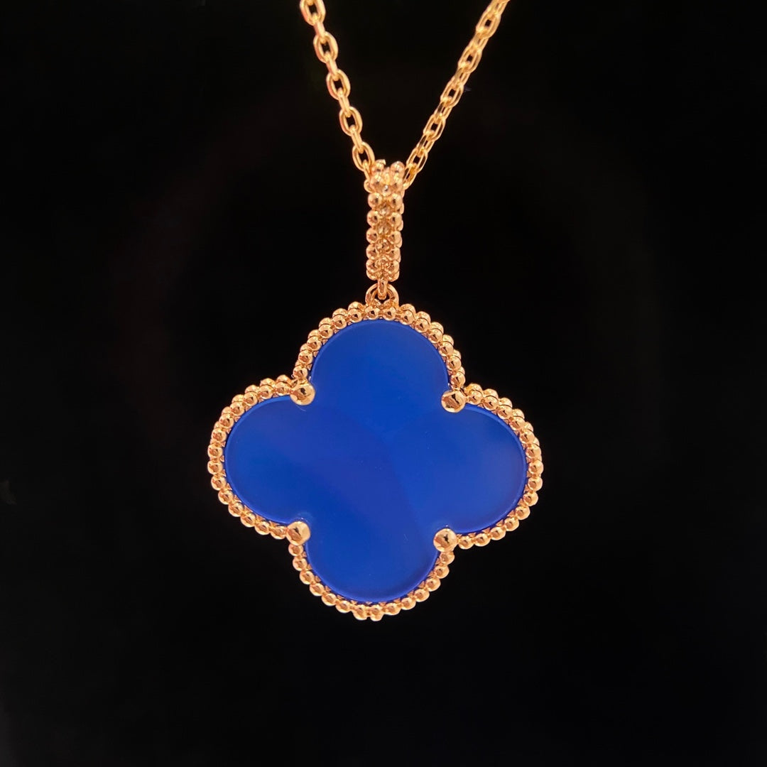 [Resenly Jewelry]CLOVER 25MM NECKLACE TURQUOISE ROSE GOLD