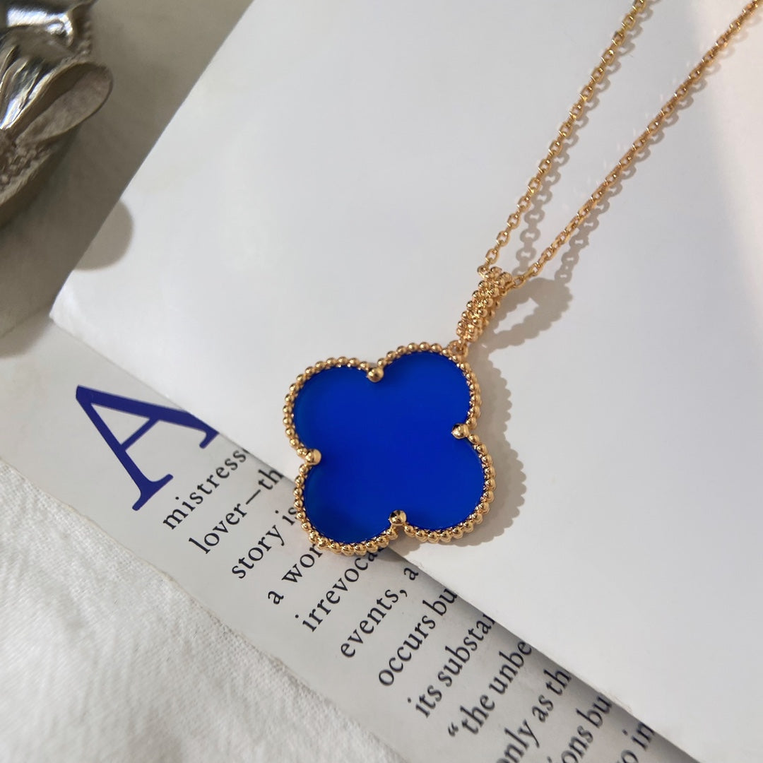 [Resenly Jewelry]CLOVER 25MM NECKLACE TURQUOISE ROSE GOLD