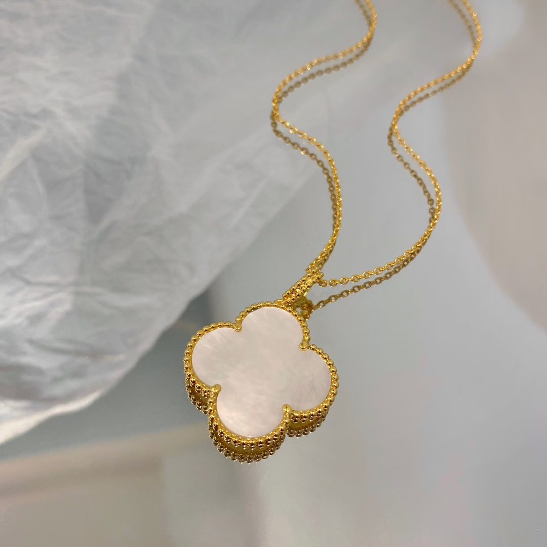 [Resenly Jewelry]CLOVER 25MM MOP LARGE PENDANT NECKLACE