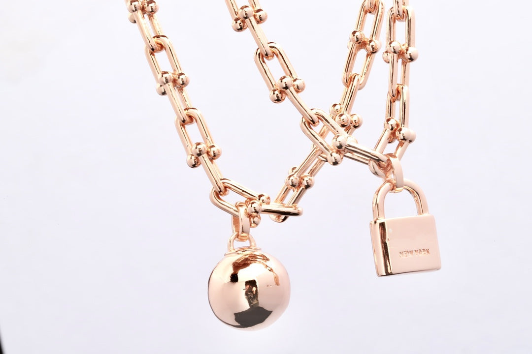 [Resenly Jewelry]HARDWEAR PINK GOLD WRAP NECKLACE