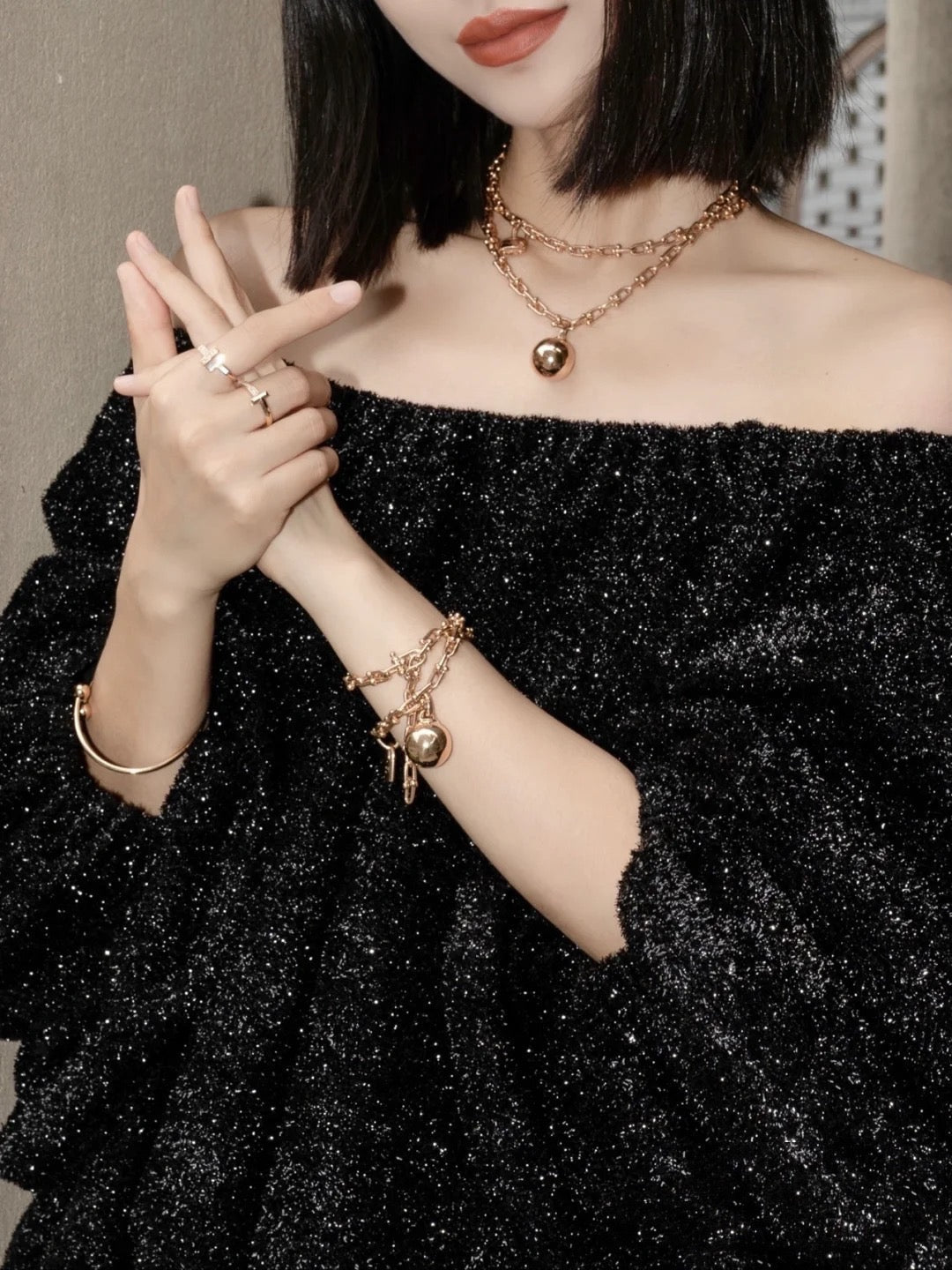 [Resenly Jewelry]HARDWEAR PINK GOLD WRAP NECKLACE