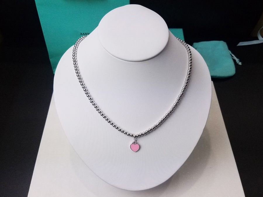 [Resenly Jewelry]HEART PEDANT SILVER BALL CHAIN NECKLACE