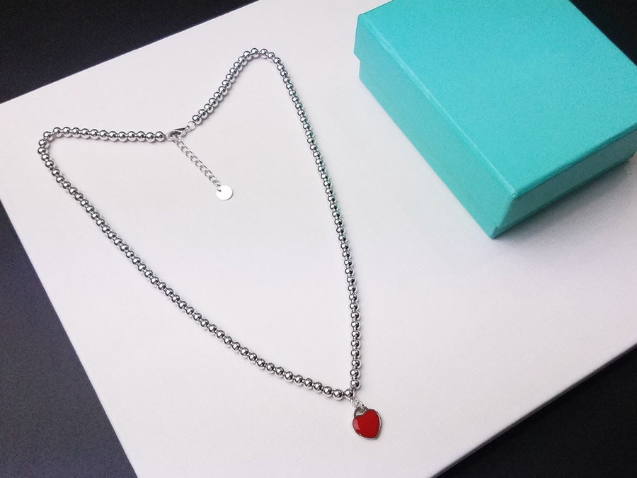 [Resenly Jewelry]HEART PEDANT SILVER BALL CHAIN NECKLACE