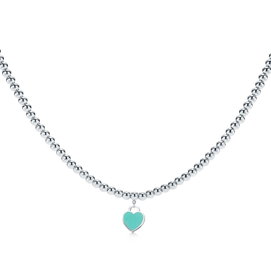 [Resenly Jewelry]HEART PEDANT SILVER BALL CHAIN NECKLACE