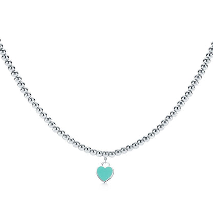 [Resenly Jewelry]HEART PEDANT SILVER BALL CHAIN NECKLACE
