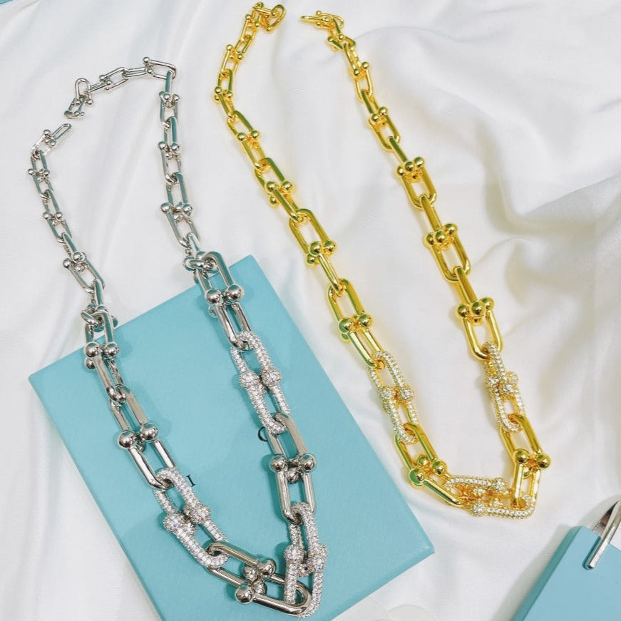 [Resenly Jewelry]HARDWEAR NECKLACE DIAMOND PAVED