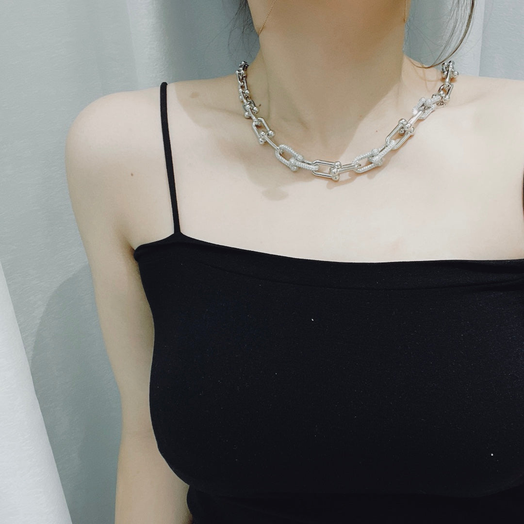 [Resenly Jewelry]HARDWEAR NECKLACE DIAMOND PAVED
