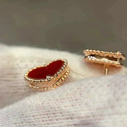 [Resenly Jewelry]HEART CARNELIAN STUD EARRINGS