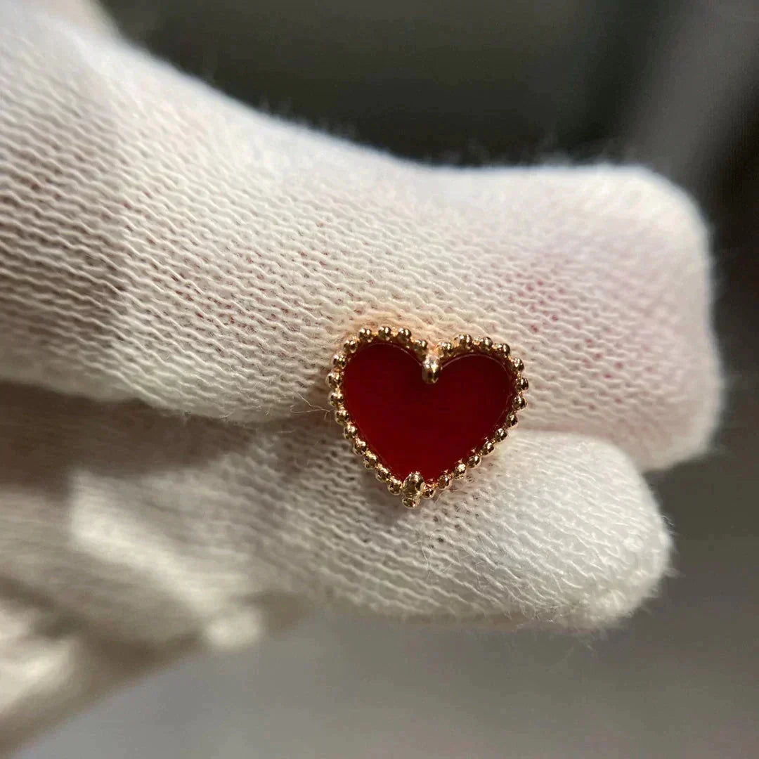 [Resenly Jewelry]HEART CARNELIAN STUD EARRINGS