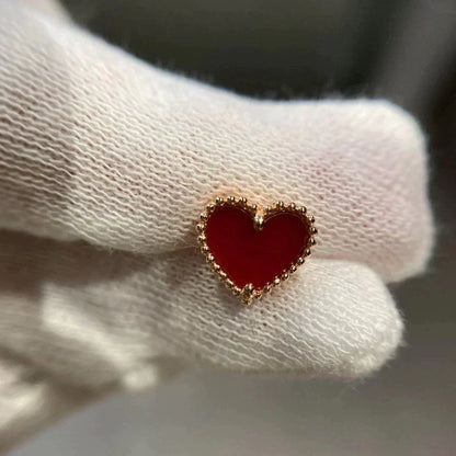 [Resenly Jewelry]HEART CARNELIAN STUD EARRINGS