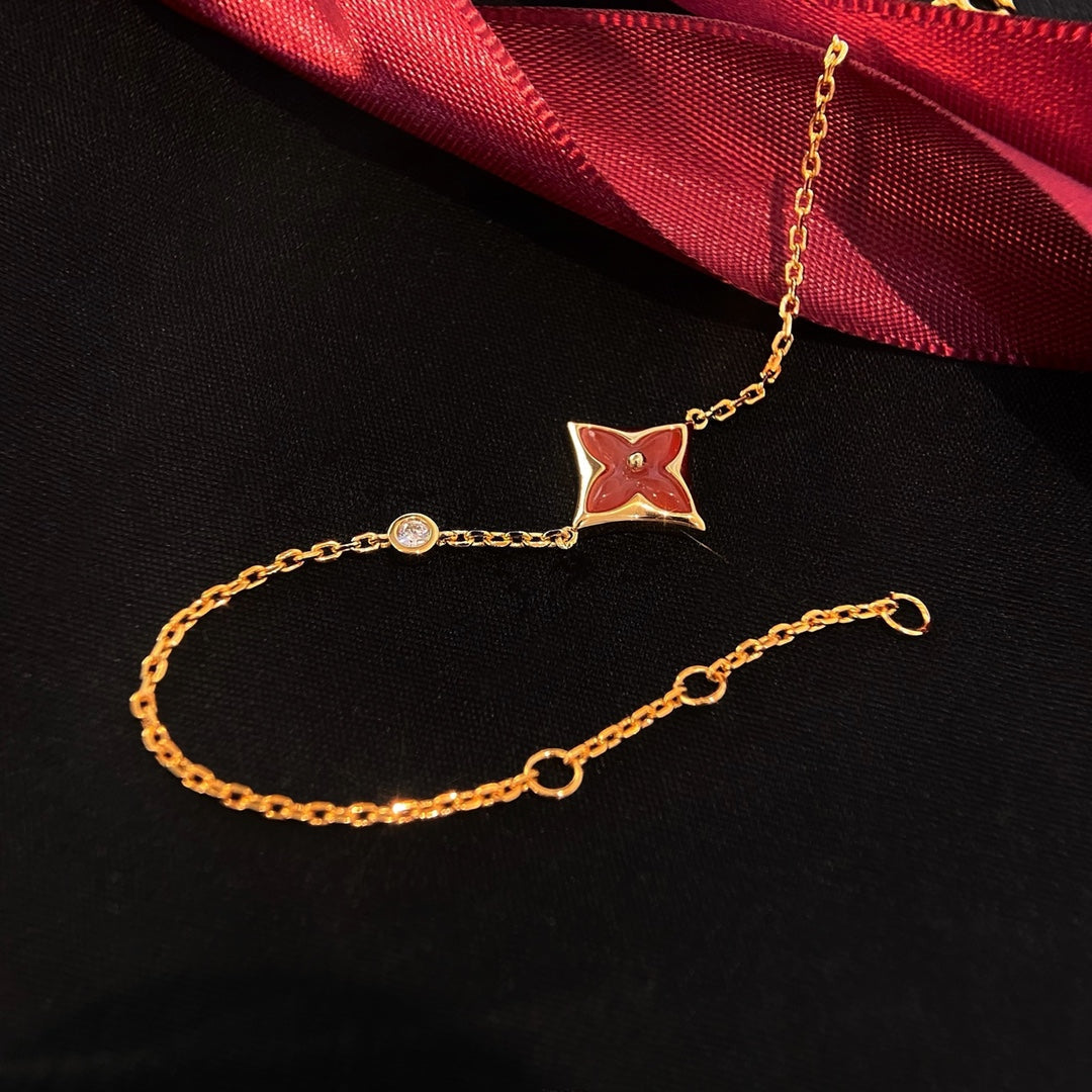 [Resenly Jewelry]COLOR STAR CARNELIAN PINK GOLD DIAMOND BRACELET