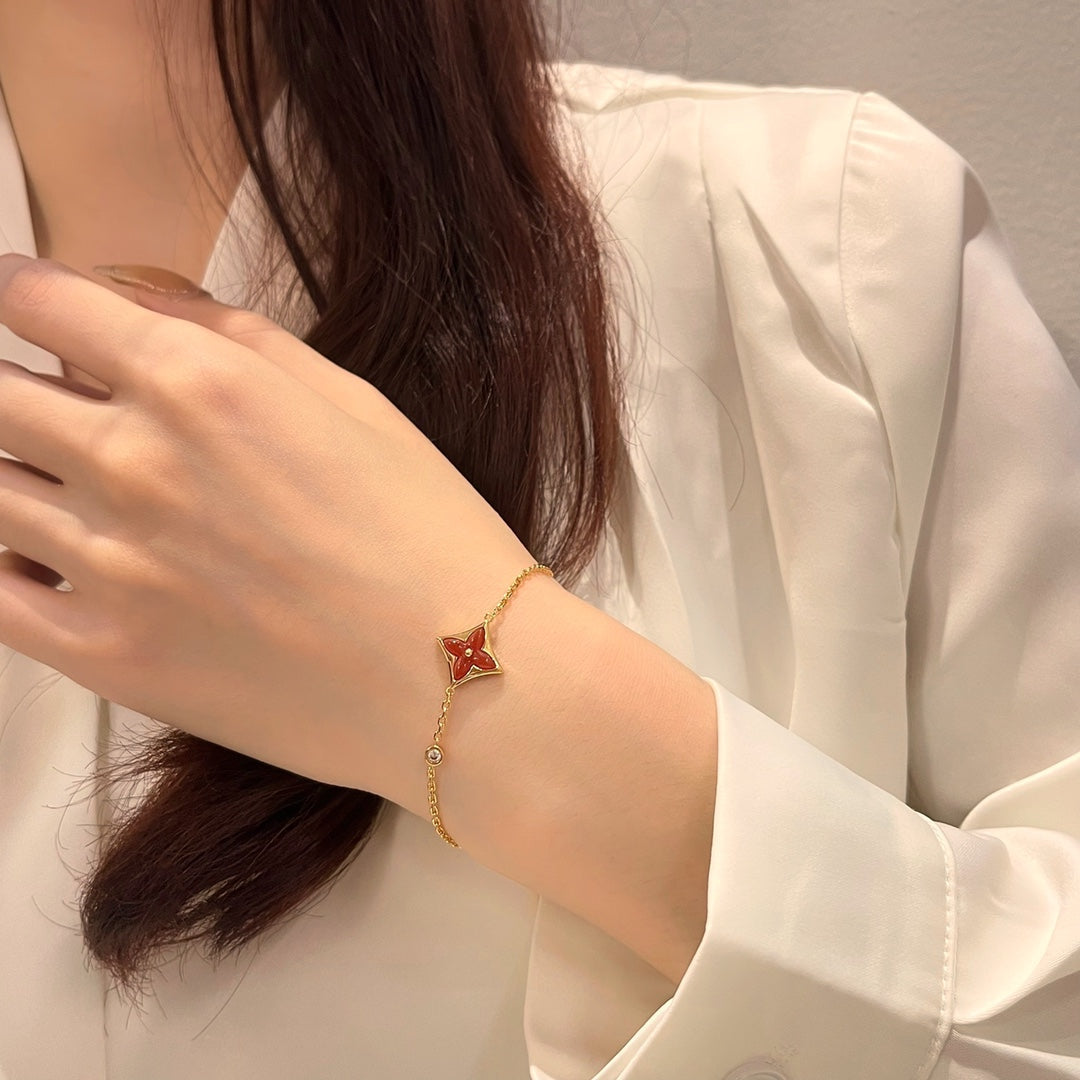 [Resenly Jewelry]COLOR STAR CARNELIAN PINK GOLD DIAMOND BRACELET