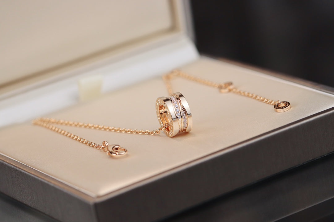 [Resenly Jewelry]ZERO 1 PINK GOLD DIAMOND NECKLACE