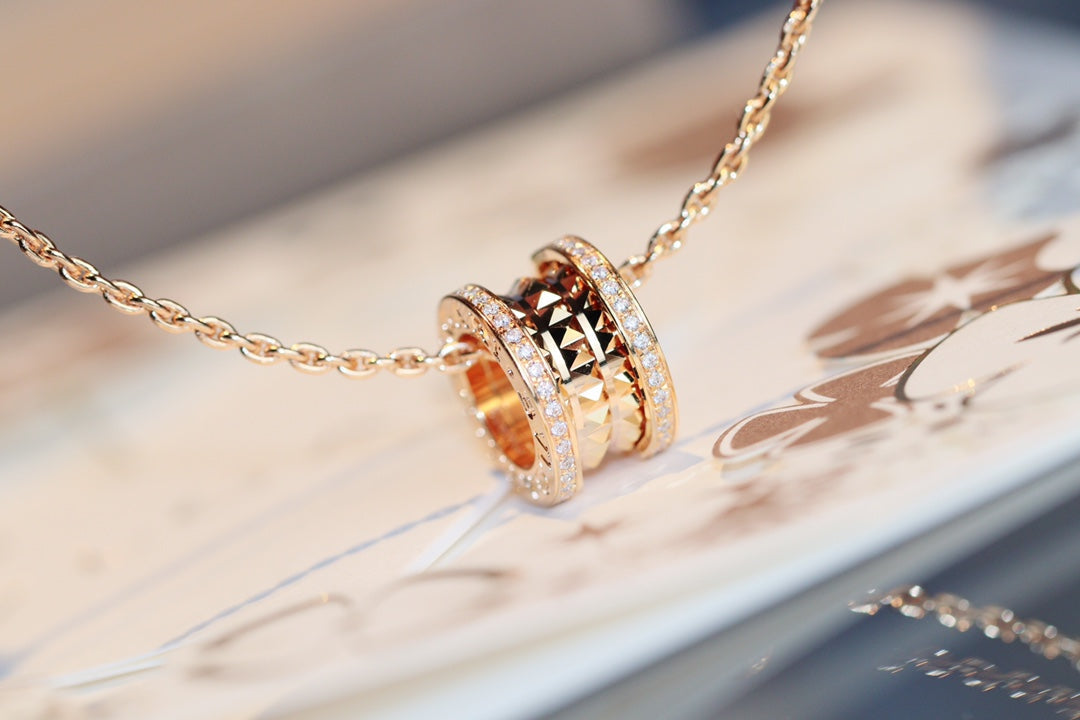 [Resenly Jewelry]ZERO 1 ROCK PEDANT PINK GOLD NECKLACE