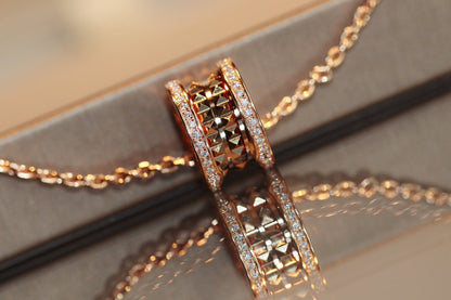 [Resenly Jewelry]ZERO 1 ROCK PEDANT PINK GOLD NECKLACE