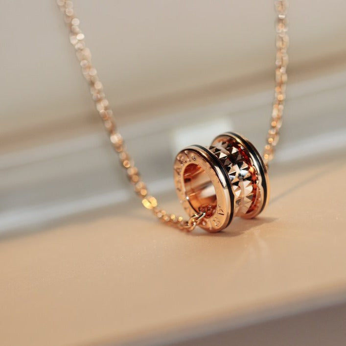 [Resenly Jewelry]ZERO 1 ROCK PEDANT PINK GOLD BLACK NECKLACE