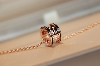 [Resenly Jewelry]ZERO 1 ROCK PEDANT PINK GOLD BLACK NECKLACE