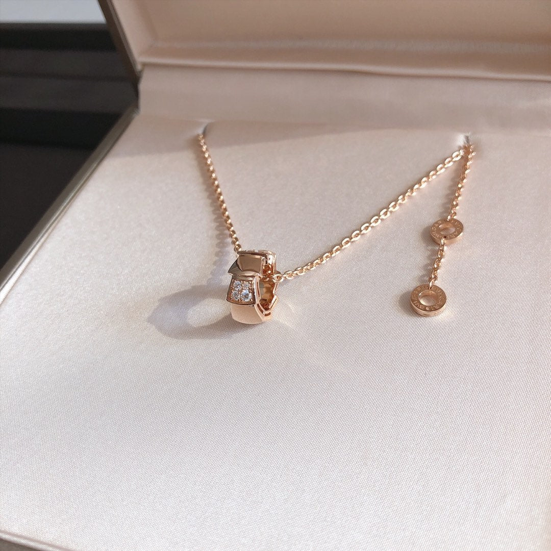[Resenly Jewelry]SERPENTI PEDANT DIAMOND PINK GOLD NECKLACE